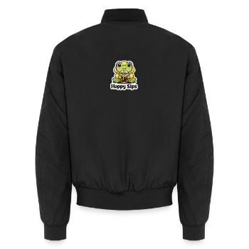 Frog with Bubble Tea - Unisex Bomber Jacket - black - Back - AI Model Male 185 light (185cm)