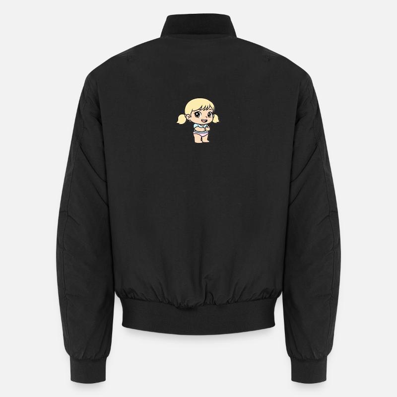 Kleines pastellblondes Cartoon-Mädchen - Unisex Bomberjacke - Schwarz