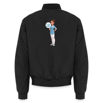 Kaffee-Nurse: Cartoonpflegerin im Dienst - Unisex Bomberjacke - Schwarz - Hinten - AI Model Male 185 light (185cm)
