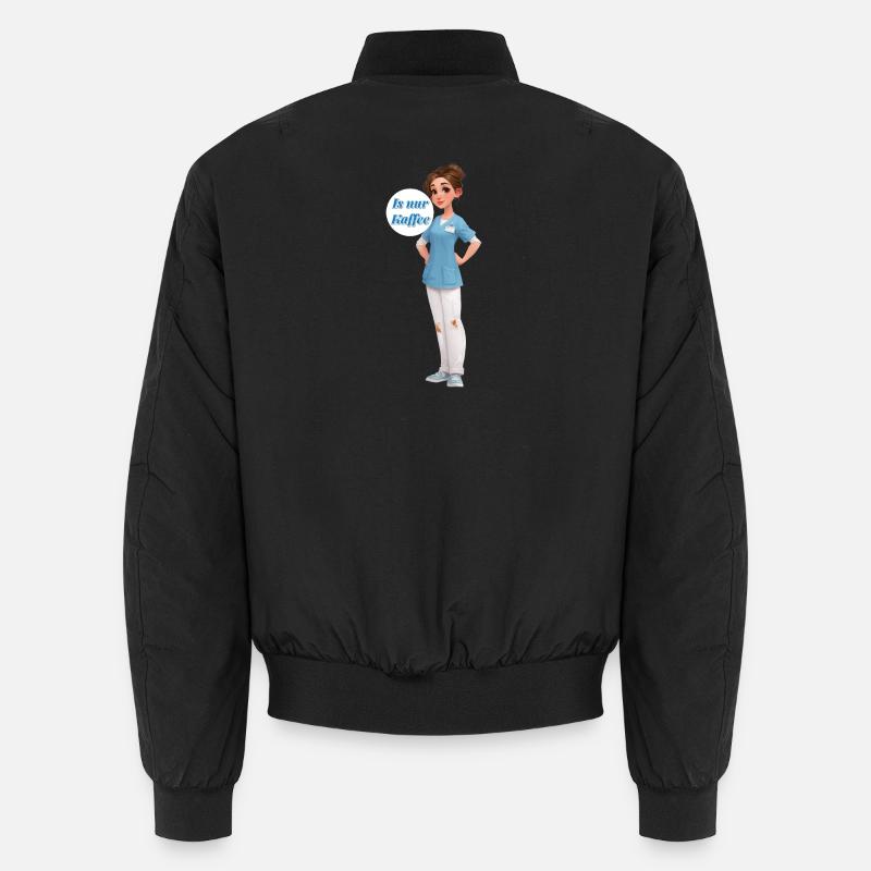 Kaffee-Nurse: Cartoonpflegerin im Dienst Unisex Bomberjacke