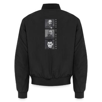 Historische Porträts mit anarchistischem Slogan - Unisex Bomberjacke - Schwarz - Hinten - AI Model Male 185 light (185cm)