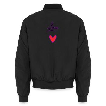COEUR. COUPLE. SAINT VALENTIN. JUST MARRIED. EVJF. - Bomber unisexe - noir - Dos - AI Model Male 185 light (185cm)