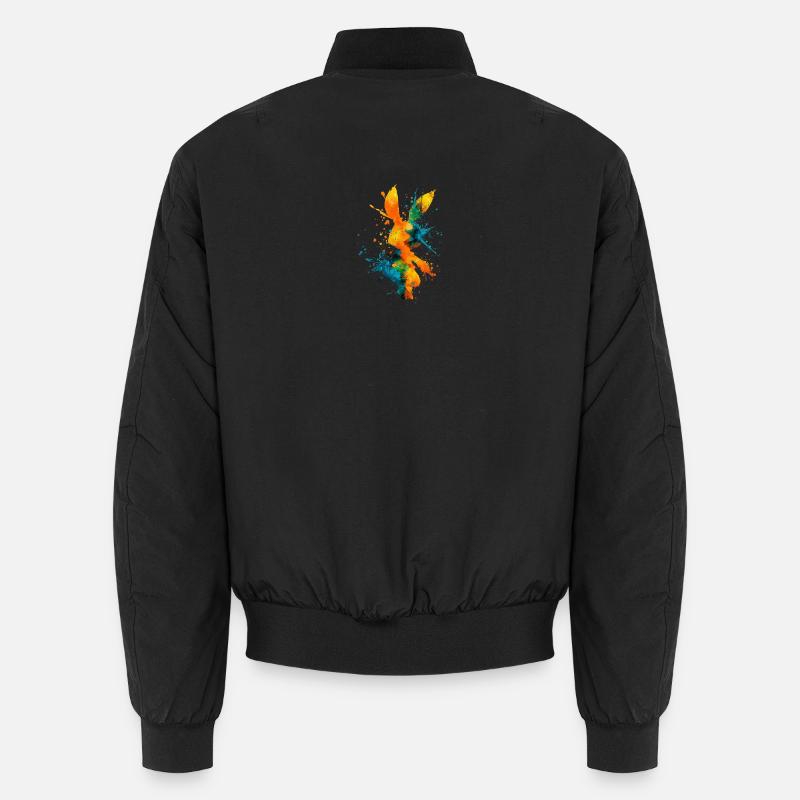 Abstract_Watercolor_Bunny_Rabbit_Splatter - Unisex Bomber Jacket - black