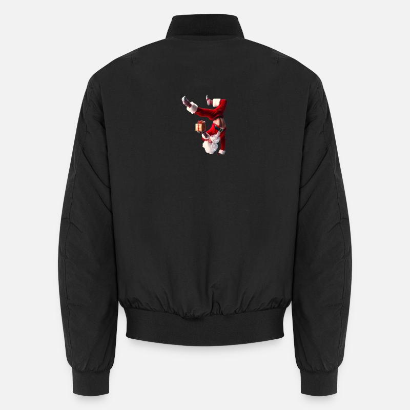 Humorvoller Weihnachtsmann mit Geschenk - Unisex Bomberjacke - Schwarz