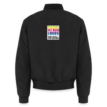 Teilhabe ist kein Luxus keine Kürzungen - Unisex Bomberjacke - Schwarz - Hinten - AI Model Male 185 light (185cm)