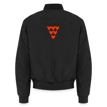 PAAR. VALENTINSTAG. GERADE VERHEIRATET. HERZ. Junggesellinnenabschied. - Unisex Bomberjacke - Schwarz - Hinten - AI Model Male 185 light (185cm)