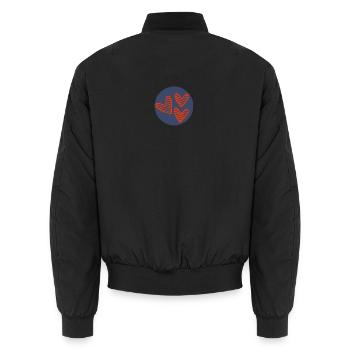 HERZ. HERZ. VALENTINSTAG. LIEBE. LIEBE. PAAR. - Unisex Bomberjacke - Schwarz - Hinten - AI Model Male 185 light (185cm)