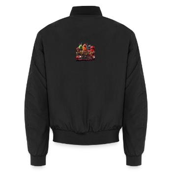 Humorous Monster Christmas Scene - Unisex Bomber Jacket - black - Back - AI Model Male 185 light (185cm)