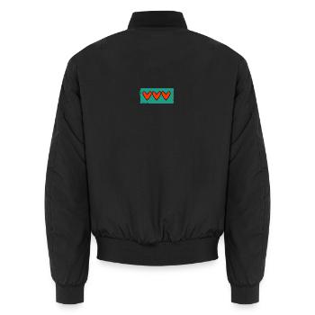 HERZ. HERZ. VALENTINSTAG. LIEBE. LIEBE. PAAR. - Unisex Bomberjacke - Schwarz - Hinten - AI Model Male 185 light (185cm)
