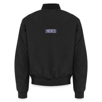 MERCI. THANKS. THANK YOU. ANNIVERSAIRE. NAISSANCE. - Bomber unisexe - noir - Dos - AI Model Male 185 light (185cm)