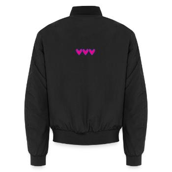 PAAR. VALENTINSTAG. GERADE VERHEIRATET. HERZ. Junggesellinnenabschied. - Unisex Bomberjacke - Schwarz - Hinten - AI Model Male 185 light (185cm)