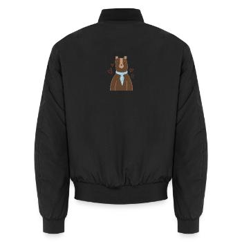 Cute bear with blue scarf - Unisex Bomber Jacket - black - Back - AI Model Male 185 light (185cm)