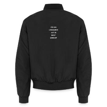 Spruch "FÜR EIN LONGSLEEVE HAT ES NICHT GEREICHT" - Unisex Bomberjacke - Schwarz - Hinten - AI Model Male 185 light (185cm)