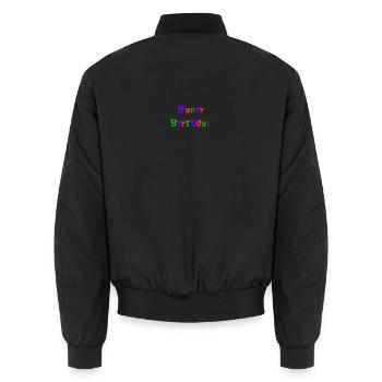JAHRESTAG. ALLES GUTE ZUM GEBURTSTAG. ALLES GUTE ZUM GEBURTSTAG. - Unisex Bomberjacke - Schwarz - Hinten - AI Model Male 185 light (185cm)