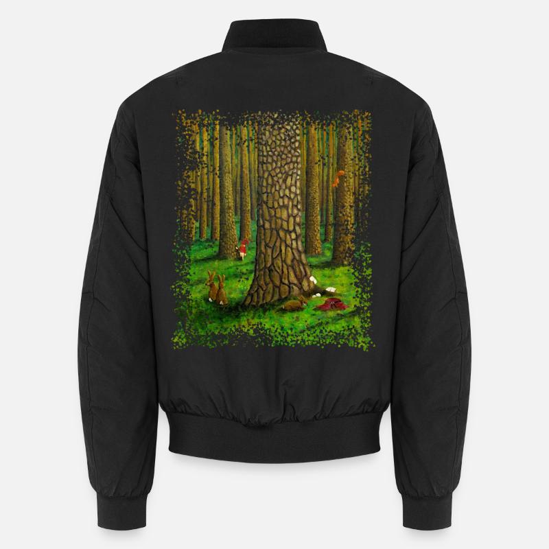 Forest Animals, Gnome and Nature Magic Unisex Bomber Jacket