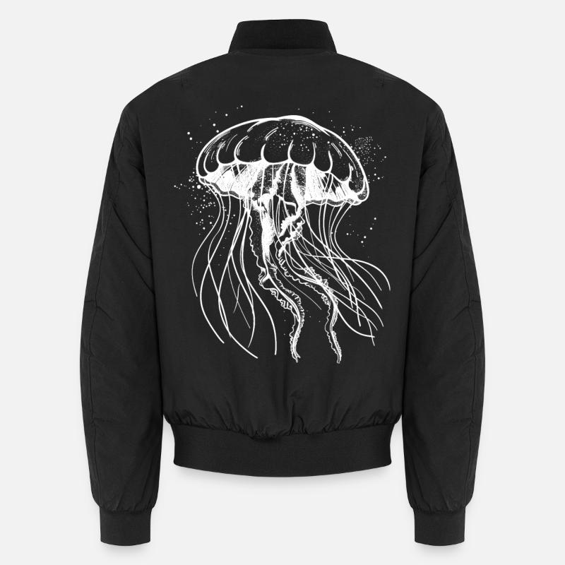 White Jellyfish Motif - Jellyfish Unisex Bomber Jacket