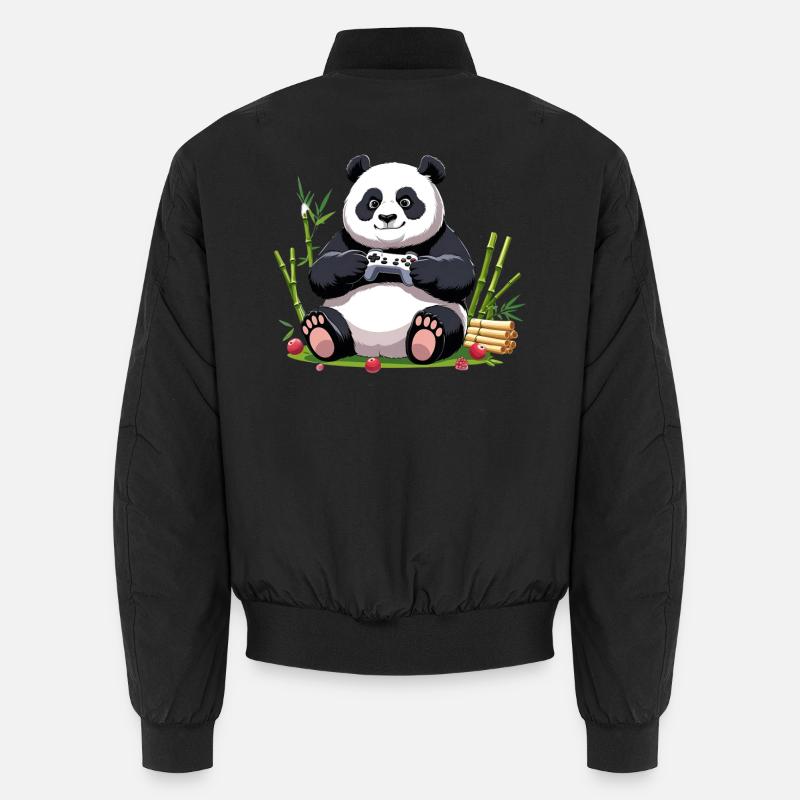 Cute Panda with Gaming Controller Unisex Bomber Jacket