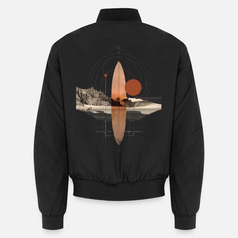 Copper Waves Orbit - Geometric Surfboard - Unisex Bomber Jacket - black