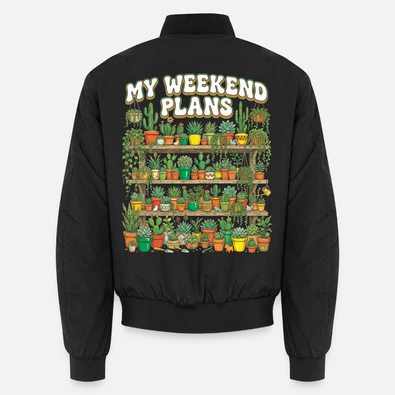 Funny Plant Succulent Cactus Weekend - Unisex Bomber Jacket - black