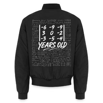 33rd Anniv. Determinant Matrix Math Geek Funny - Unisex Bomber Jacket - black - Back - AI Model Male 185 light (185cm)