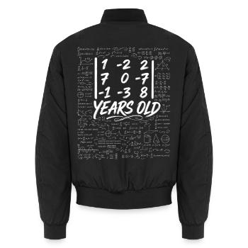35th Anniv. Determinant Matrix Math Geek Funny - Unisex Bomber Jacket - black - Back - AI Model Male 185 light (185cm)