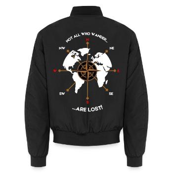 Nicht alle, die wandern, sind verloren – Adventure Compass - Unisex Bomberjacke - Schwarz - Hinten - AI Model Male 185 light (185cm)