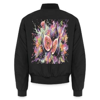 Lila Feige Exotische Frucht-Spritzkunst - Unisex Bomberjacke - Schwarz - Hinten - AI Model Male 185 light (185cm)