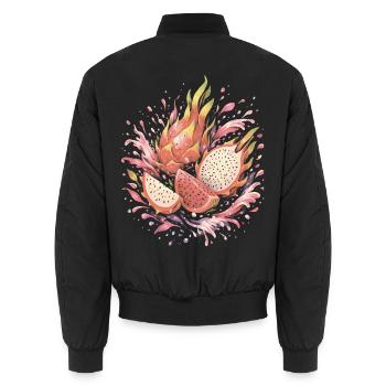 Pitaya Exotische Drachenfrucht-Spritzkunst - Unisex Bomberjacke - Schwarz - Hinten - AI Model Male 185 light (185cm)