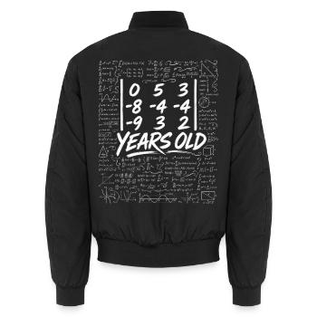 80. Geburtstag Determinant Matrix Mathe-Nerd Lustig - Unisex Bomberjacke - Schwarz - Hinten - AI Model Male 185 light (185cm)