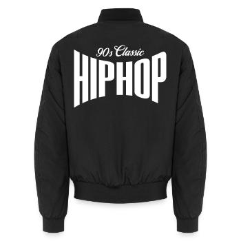 90er-Jahre-Classic-Hip-Hop-Logo - Unisex Bomberjacke - Schwarz - Hinten - AI Model Male 185 light (185cm)