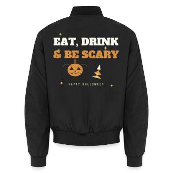 Essen, Trinken & Sei Gruseliges Halloween-Tee - Unisex Bomberjacke - Schwarz - Hinten - AI Model Male 185 light (185cm)