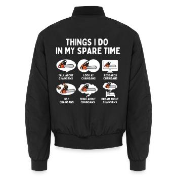 Dinge, die ich in meiner Freizeit tue – lustiges Arboristengeschenk - Unisex Bomberjacke - Schwarz - Hinten - AI Model Male 185 light (185cm)