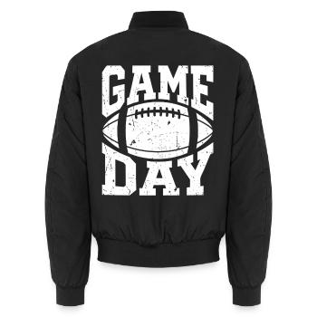Spieltag – Fußballfan Football Mom Tailgate - Unisex Bomberjacke - Schwarz - Hinten - AI Model Male 185 light (185cm)