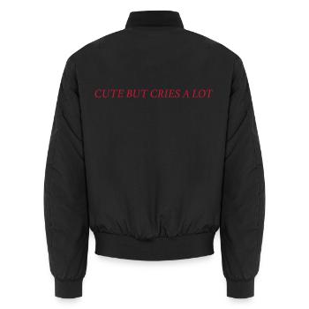 cute but cries a lot (rot) - Unisex Bomberjacke - Schwarz - Hinten - AI Model Male 185 light (185cm)