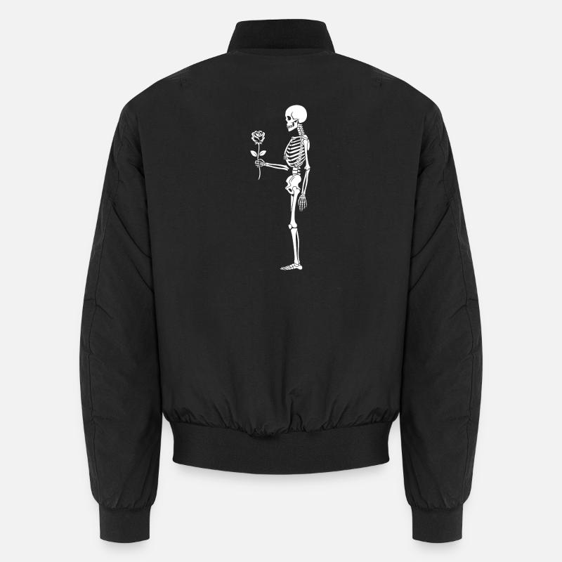 Rosebound Skeleton with flower - Unisex Bomber Jacket - black