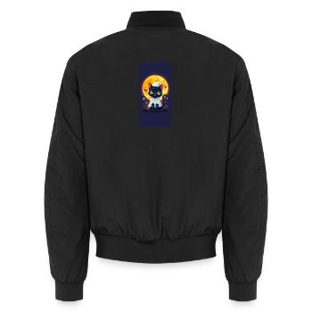 Chat de Clair de Lune en Cape de Fantôme - Bomber unisexe - noir - Dos - AI Model Male 185 light (185cm)