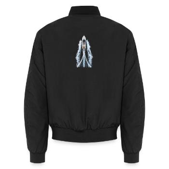 TopAnsicht Jacht mit Wasserwirbel - Unisex Bomberjacke - Schwarz - Hinten - AI Model Male 185 light (185cm)