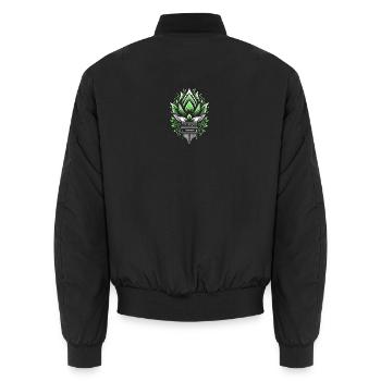 Emblème de la flamme de lotus vert - Bomber unisexe - noir - Dos - AI Model Male 185 light (185cm)