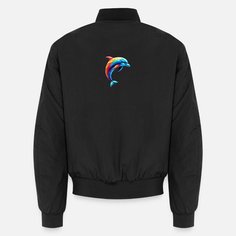 Ein bunter Delfin im Polygon-Stil Unisex Bomberjacke