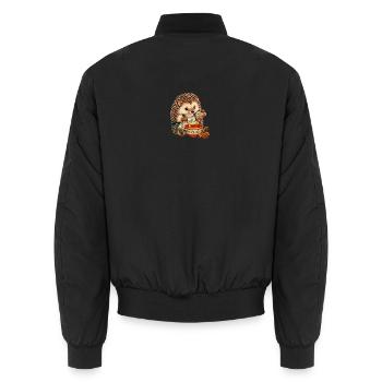 Igel mischt Gewürze - Unisex Bomberjacke - Schwarz - Hinten - AI Model Male 185 light (185cm)