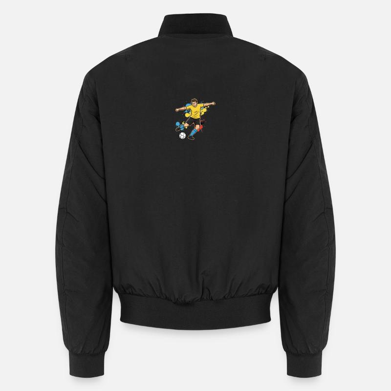 Soccer Player Comic Paint Splash Yellow Unisex Bomber Jacket