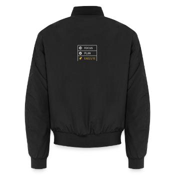 Fokus Plan Umsetzung - Unisex Bomberjacke - Schwarz - Hinten - AI Model Male 185 light (185cm)