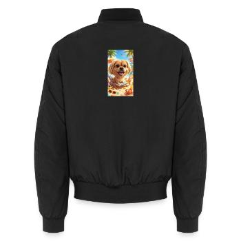 Amusement de chiens de plage au soleil - Bomber unisexe - noir - Dos - AI Model Male 185 light (185cm)