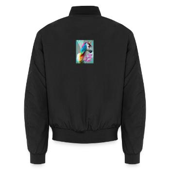 Regenbogeneinhorn - Unisex Bomberjacke - Schwarz - Hinten - AI Model Male 185 light (185cm)
