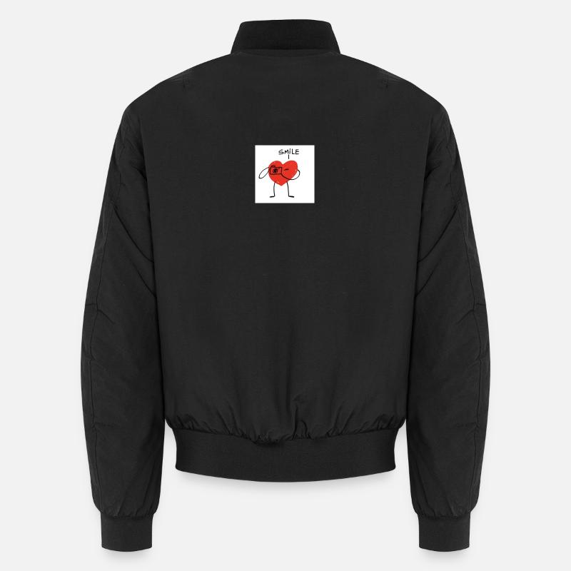 Heart with Camera Cartoon - Unisex Bomber Jacket - black