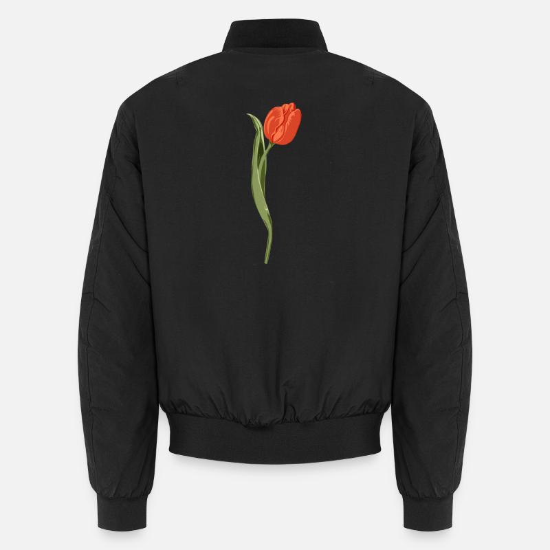 Vivid Red Tulip Illustration Unisex Bomber Jacket