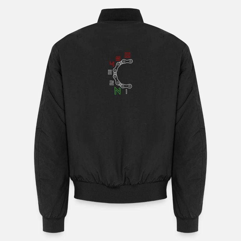 Circular Gear Chain Motif Unisex Bomber Jacket