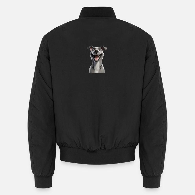 Grinning Greyhound Mascot - Unisex Bomber Jacket - black