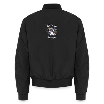Ich bin der Bräutigam – Einhorn JGA DJ weiss - Unisex Bomberjacke - Schwarz - Hinten - AI Model Male 185 light (185cm)