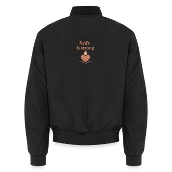 Soft is strong heart fire - Unisex Bomber Jacket - black - Back - AI Model Male 185 light (185cm)